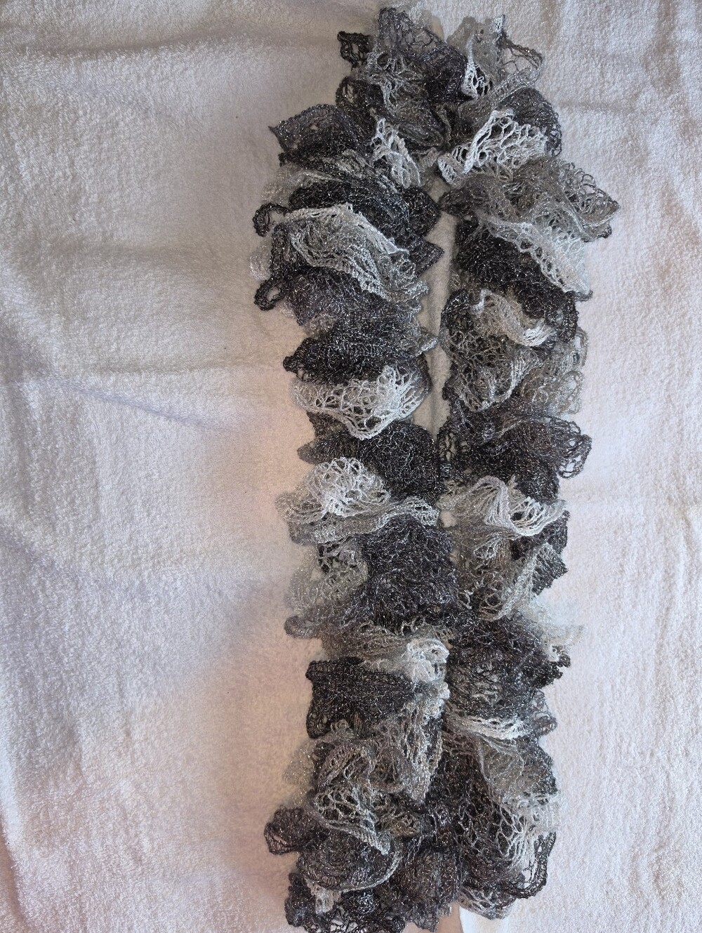 Source Unknown Gray Ruffle Knit Scarf - Picture 6 of 7